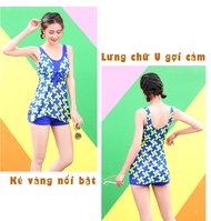 Áo bơi nữ áo tắm nữ kín đáo liền mảnh liền váy kèm quần bơi MH5609