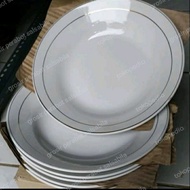 100%berkualitas 1 lusin piring makan keramik putih lismas 9 dim