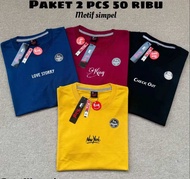 PAKET 2Pcs 50RIBU KAOS DISTRO MOTIF SIMPLE BAHAN SEMI KATUN