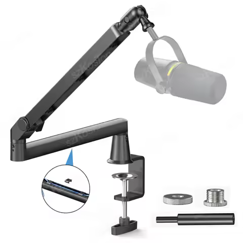 Professional Studio Low Profile Mic Arm with Extended Riser Cable Management Adjustable Microphone S