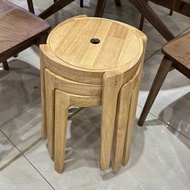 純實木凳子家用可疊放現代簡約圓凳風車凳餐椅凳結實耐用客廳餐凳