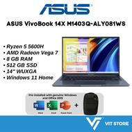 ASUS VIVOBOOK 14X M1403Q-ALY081WS Laptop (AMD Ryzen5 5600H, 8GB, 512GB, AMD Radeon Vega 7, 14" WUXGA, W11,  H&amp;S)