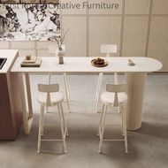 Bar Table Contemporary Bar Table with Sintered Stone Top & Black Base, Tall Dining Table for Home