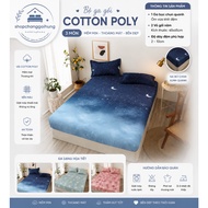 Bedding Set of 3 Poly CottonPiece, Mattress Cover 2-10cm, Blue Night Curtain Model, All Sizes 80cm,9