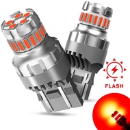 AUXITO LED Strobe Brake Lights Bulbs Red, Flashing Strobe Blinking LED Tail Light Bulbs for 7440/744
