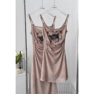 2024 Spice Girl and Cat New Chinese Style dress Women's Ink Pure Elegant Long Dr2024辣妹与猫新中式连衣裙女水墨纯欲气