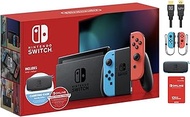 2021 Nintendo Switch Console 32GB Console with Neon Blue and Neon Red Joy-Con, 6.2" Touchscreen LCD Display + Carrying Case + 12 Month Switch Online Membership + Hubxcel HDMI Holiday Bundle