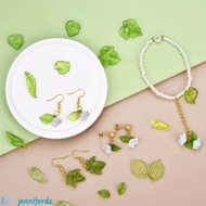 JENNIFERDZ 30pcs Green Transparent Leaf Shape Beads, Leaf Shape Transparent Green Acrylic Leaf Beads