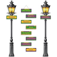 Amyhill 10 Keping Hiasan Mardi Gras 2 Tiang Lampu Jalan New Orleans 6 kaki Alat Peraga Foto 8 Papan 