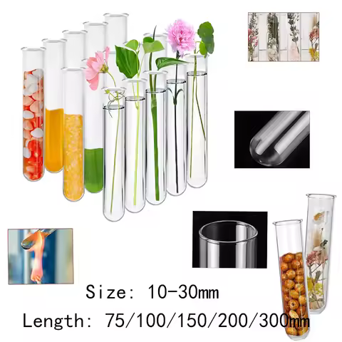 5 pcs Pyrex Glass Blowing Tube, Thick Wall Test Tube, Borosilicate Glass,75-300mm Long, 10-30mm wide