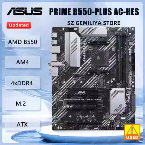 ASUS PRIME B550-PLUS AC-HES Motherboard AM4 AMD B550 ATX Dual M.2 support Ryzen 4300 Ryzen 5600 Ryze