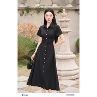 Đầm công sở nữ dáng dài cổ sơ mi thắt eo chất lụa tuyết Orchid - OH10X005