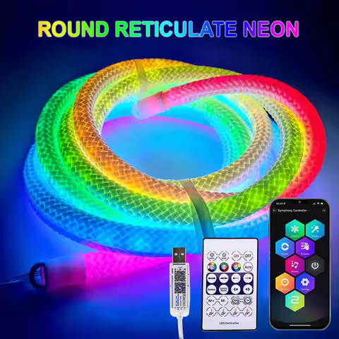 DC5V WS2812B WS28111 Round Reticulate Pattern Neon LED Strip 360 Degree Smart RGB Flexible Silicon L