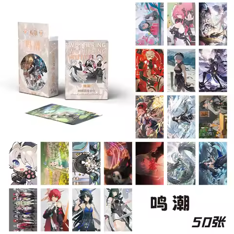 50 Pcs/Set Game Wuthering Waves Laser Lomo Card Yangyang Chixia Jiyan Cartoon Characters Mini Postca