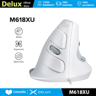 Delux M618XU Wired Vertical Mouse Ergonomic MAX 4200 DPI Silent Click Removable Palm Rest 6 Buttons