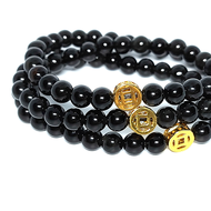 HM Vòng Tay Mã Não Đen 6 li Quấn 3 phối Charm Tiền Vàng | Hoa Minh Gem