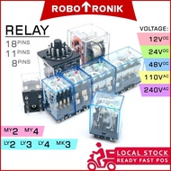 Electromagnetic Relay (8 / 14 Pin) 12V 24V 48V 110V 220V 240V AC DC Power Relay MY2 LY2 MY4