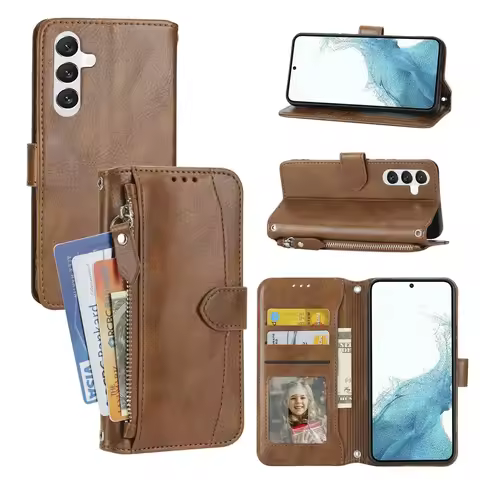 For SAMSUNG Galaxy A54 5G A15 A05 A05S Flip Case Luxury Zipper Leather Wallet Book Pocket Cover For 