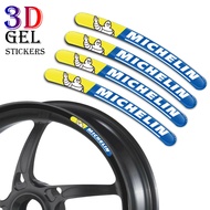 For 16-21 Inch Michelin Series 8PCS / Lot 3D Gel Motorcycle Wheel Rim Strip Decal Car Stickers