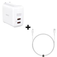 Bộ Combo cáp sạc Aukey 45W USB-C to Lightning màu trắng