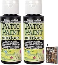 DecoArt Patio Paints - 2 Pack 2oz Wrought Iron Paint - Acrylic Water Based Weatherproof Paint -Scruff &amp; Scratch Resistant Outdoor Paint for Patio Decor, Concrete Art, Terracotta &amp; Wood crafts + E-book