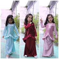 Coolelves Baju Kurung Peplum Moden Raya Lace Budak Perempuan | Malay traditional kids girls wear