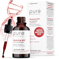 BioActive B12 Full Spectrum Vegan Methylated Vitamin B12 Sublingual Liquid Methylcobalamin, Hydroxoc