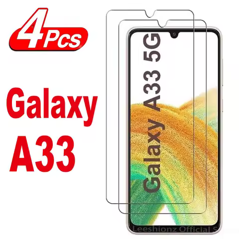 9H Screen Protector For Samsung Galaxy A33 5G 2/4Pcs HD Tempered Glass Film