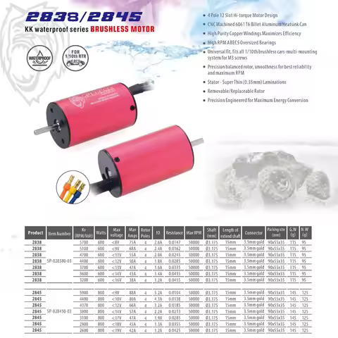 SurpassHobby Waterproof 2838 2845 Brushless Motor 3200KV 4400KV 5100KV 5700KV for Wltoys XLH 1/14 1/