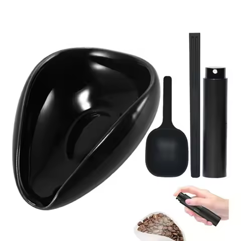 Coffee Bean Dosing Cup and Spoon Set, Ceramic Dosing Vessel Measuring Tray Kit for Coffee or Tea, Es