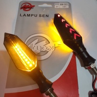Lampu Sen LED Motor DRL 2 Warna Sen Running Jalan Moge Vixion Byson MX