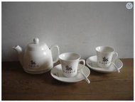 WH3077【四十八號老倉庫】全新 法國 CHIPIE 下午茶 咖啡 壺杯盤組 1壺2杯2盤2湯匙