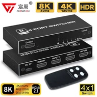 8K HDMI 2.1 Switcher Selector 4 in 1out  4K 120Hz HD Switch HDMI Splitter 4 In 1 Out 3 In 1 Out for laptop PC Switch TV Box PS5