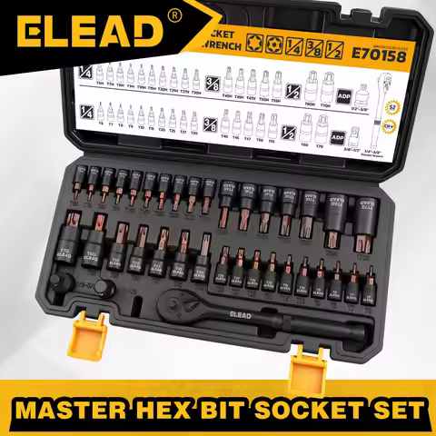 ELEAD 37-Piece Premium Torx Bit Socket Set (T6–T70/T6H–T70H) — CR-V & S2 Steel, High-Torque Ratchet,