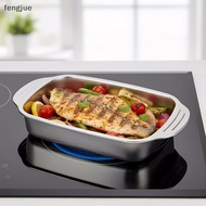 fengjue 2SET Stainless Steel Baking Pan 16x9 Inch Deep Tray With Lids For Baking Fish Pasta Multipur