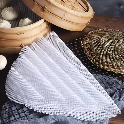 5Pcs Round Non Stick Silicone Steamer Pad 20/28/48cm Reusable Dim Sum Paper Restaurant Steamers Net 