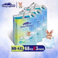 [Free 9 Pcs] Company Love Baby Diaper Pants Pull-Up Leak-proof NB68/M42/L40 /XL38/2XL34 /3XL32/4XL30