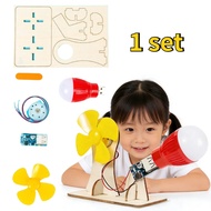 1set Wooden Wind Electric Generator Toy Wind Turbine Generator Diy Educational Toy Generator