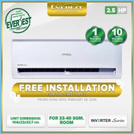 EVEREST[Yp,2.5HP#g;Inverter+fI@RH!Split[vf!Type[OU!Aircon/[AZ!with[S!1st 10ft. Installation/ Health