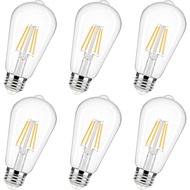 Edison Bulbs 60 Watt Led ST19, 6W(60 Watt Equivalent), 2700K Soft White,Dimmable,ST58 LED Filament B