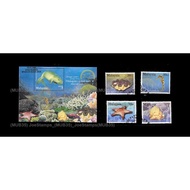 2001 Malaysia Stamp Week 2001 - Marine Life S5 MS and Stamps set CTO Used no gum Fine