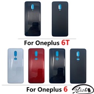 NEW 6 6T Back Door Case Battery Rear Glass Housing Back Cover Replacement Parts With STICKER Adhesive For Oneplus 6 6T