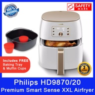 Philips HD9870/20 Premium Smart Sense XXL Airfryer. Free XXL Baking Tray. Smart Sensing Technology. Rapid Air Technology. Fat Removal Technology. Safety Mark Approved. 2 Year Warranty.