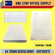 Kertas Minit (AM6) A4 Sizes / Minutes Paper / Kertas Kosong / 450 sheet / A4 70 gsm