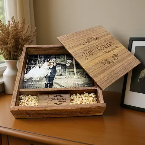 Free LOGO Wooden USB 3.0 Flash Drive 4G 8G 16G 32G 64GB 128G Wedding Gift Pen Drives Box For 6*4 Mem