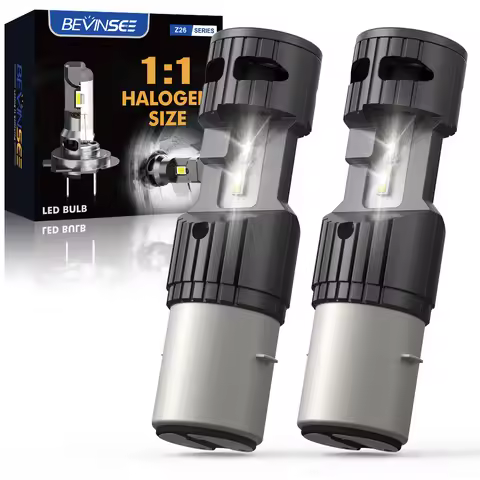 Headlight BA20D LED Bulb BEVINSEE BA20D H6 LED Headlight Bulb for Motorcycle High&Low Beam Halogen S