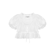 Áo babydoll tay phồng HYOMIN 2 tầng layer bèo bo chun eo -