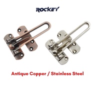 [Door Latch - ROCKEY] H33 Door Guard | Antique Copper & Stainless Steel | Anti-Rust Security Latch f