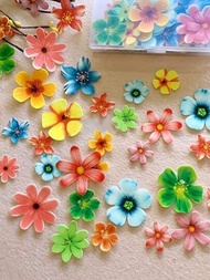 35入/盒DIY花朵蛋糕裝飾糯米紙派對用品，適用於松餅杯子蛋糕裝飾