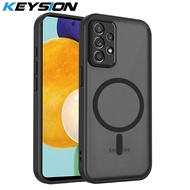 KEYSION Magnetic Phone Case for Samsung A53 5G Silicone+PC Matte Translucent Clear Shockproof Back C